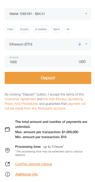 how to deposit eth